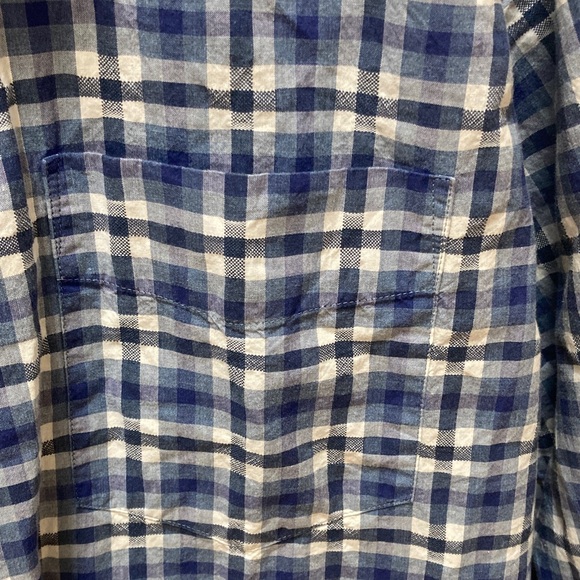 Billy Reid Blue and White Plaid Men's Button down shirt - Picture 4 of 6